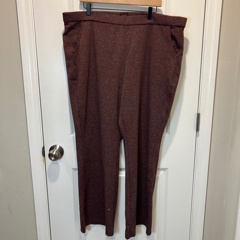Lee Womens Pull On Pants Smarter Fit Burgundy XXL